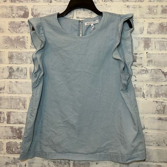 EUC BCBGeneration light denim blue flutter sleeve flowy top, women’s Large - Picture 1 of 6